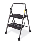 Two Step Folding Ladder With Wide Anti Slip Pedals And Comfort Handle Lightweight Steel Heavy Duty 500 Pound Capacity Portable Multi Use Stool