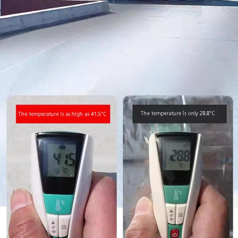 Thermal measurement displaying 41.5°C and 28.8°C on exterior surface using Built Tough 2mm Thick Butyl Roof Repair Tape.