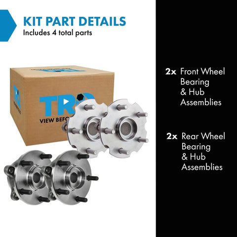 Front And Rear Wheel Bearing And Hub Assembly Set Four Piece Kit With Two Front Hubs And Two Rear Hubs For 2013 2018 Toyota RAV4 FWD