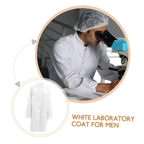 White Mens Lab Coat Doctor Costume, Long Sleeve Medical Uniform For Doctors, Medical Students, And Pharmacists, Pro Grade Clinic Attire For Work Or Dress Up
