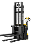 Heavy Duty Hydraulic Pallet Stacker For Warehouse Operations And Material Handling, featuring adjustable height and robust design.