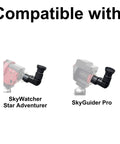 Rock Solid Right Angle Viewfinder With Metal Adapter For Polar Scope displayed on SkyWatcher Star Adventurer and SkyGuider Pro