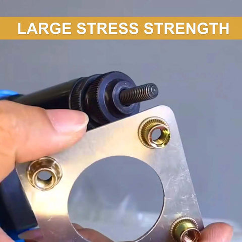 Installing rivet nuts with tool in metal sheet Rivet Nuts Set For DIYers 150 Pcs Carbon Steel With Yellow Zinc Finish Flat Head UNC SAE Sizes