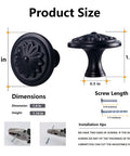Matte Black Round Cabinet Knobs 10 Pack Zinc Alloy With Floral Design 1.4 Inch Diameter Drawer Knobs With Included Screws For Cabinets And Dressers Dope Hardware To Level Up Your Furniture, with product dimensions.