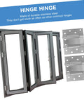 Installed view of HOMSFOU 1-pair double-opening self-closing door hinges on gray metal doors with metal mounting plates