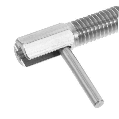 Heavy Duty Spring Plunger Pin With Indexing Lock For Cabinets And Shop Gear, close-up of steel plunger mechanism.