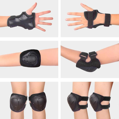 Kid Friendly Knee Pads Elbow Pads And Wrist Guards Protective Gear Set with thick padding for kids aged 3 to 14.