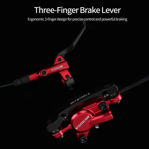 Mountain Bike Hydraulic Disc Brake Set With Front 800mm And Rear 1400mm Hoses, PM Adapter For 160mm Rotor, dual piston brake lever
