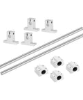 Two 8mm X 250mm Linear Motion Rail Kit With Four SCS8UU Bearings And Four SK8 Rail Supports, silver finish for CNC, 3D printers.