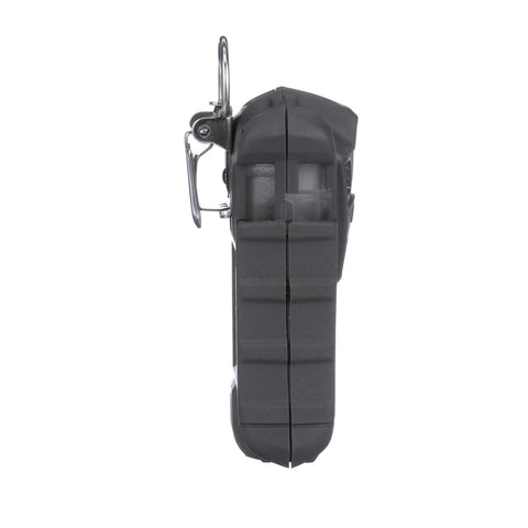 Side view of 4XR Multigas Detector Portable Handheld Gas Monitor With LEL O2 H2S CO Sensing, built tough charcoal finish.