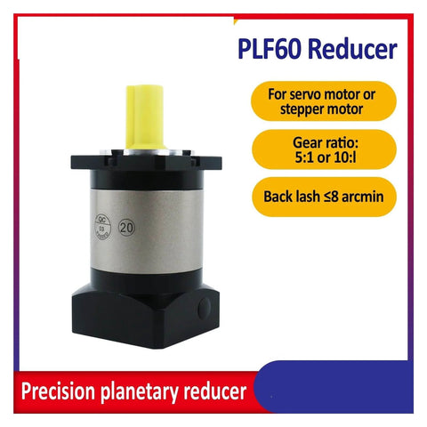Beefy Planetary Gearbox Motor Reducer 5 to 1 and 10 to 1 Dual Ratios for Frame60 Servo Motor or Nema24 Stepper, shown front view