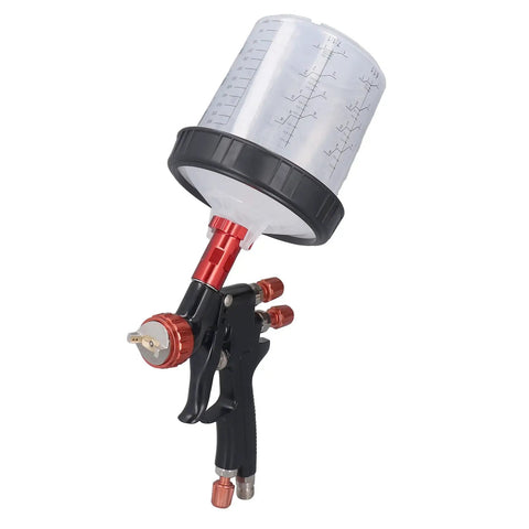 Aluminum Alloy Body Air Paint Sprayer With Stainless Steel Head Adjustable Amplitude Pro Grade Car Spray Gun For Auto Parts And Home Decor Heavy Duty High Atomization And Wide Spray Range, red and black cup
