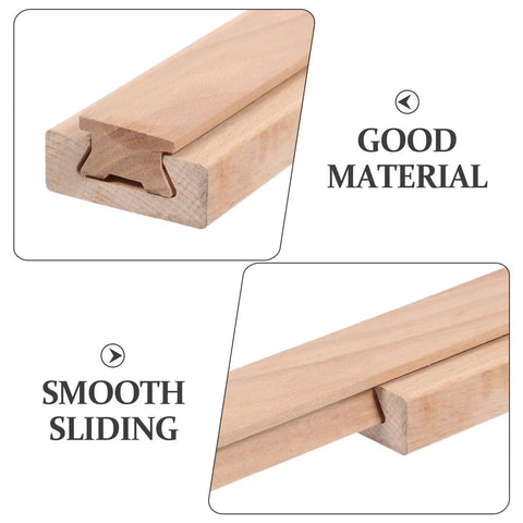 Two Pack Wooden Drawer Slides With Center Mount Bottom Track For Dresser Repair And Furniture Assembly showing smooth wooden slides.