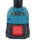 Heavy Duty Brushless Cordless Drill Kit Featuring A Badass 3/8 Inch Keyless Metal Chuck And 25 Position Clutch For Nasty Jobs And Durable Performance Straight Up Built For Every Home Reno Project view of drill handle with battery and controls.