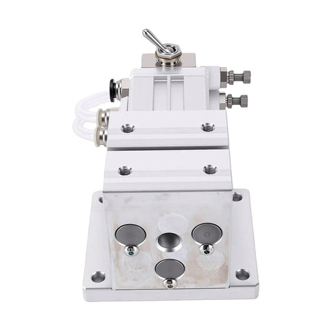 Pneumatic Vise That Clamps Like a Champ With 3mm Stroke 40kg Thrust Aluminum Alloy Air Operated CNC Workholding Tool With Quick Connect Fittings For Drilling Grinding Engraving And Milling Machines, front view