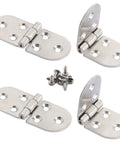4 Pack 90 Degree Solid Cabinet Hinges With Screws, Flush Mount Stainless Steel Silver Finish, 83mm By 31mm, arranged with screws included