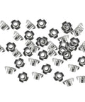 50 Piece Zinc Steel T Nuts Set With Four Jaw Tee Prong Serrated Thread Inserts For Wood And Metal Sheets M3 Size Ideal For Home DIY Projects, Office Gear, Furniture, And Tinkerers