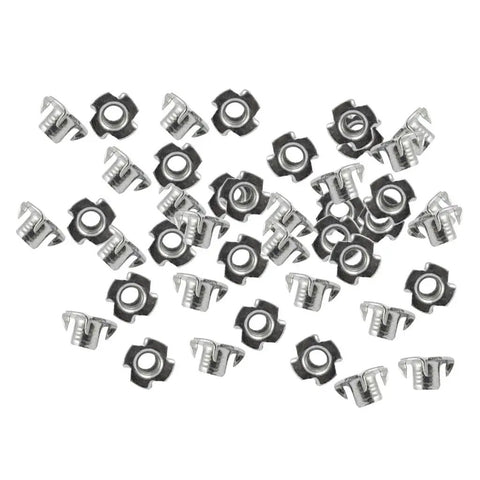 50 Piece Zinc Steel T Nuts Set With Four Jaw Tee Prong Serrated Thread Inserts For Wood And Metal Sheets M3 Size Ideal For Home DIY Projects, Office Gear, Furniture, And Tinkerers