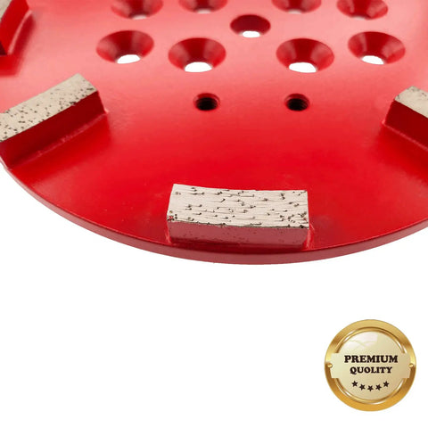 Concrete Diamond Grinding Head Disc Plate 10 Inch With 25 Grit Curved Rectangle Segments Medium Bond 8 Segments