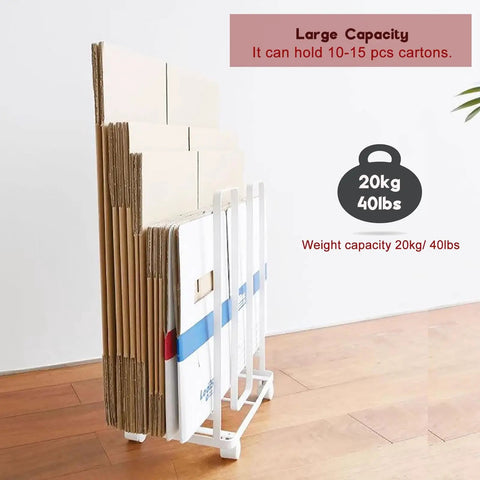 Portable Cardboard Box Storage Cart, Compact Carbon Steel Organizer Rack, Grab And Go Trolley For Cardboard Boxes, Multipurpose Packing And Moving Unit, Perfect For Factory Garage Warehouse And Home Use, Black 1 Pack with cartons and 20kg capacity