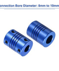 Two Pack 8 To 10 mm Aluminum Alloy Shaft Couplings Flexible With Screws Blue For 3D Printers CNC Machines 25 mm Long OD 19 Mm