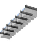 Heavy Duty Ceiling Storage Rack For Garage, Adjustable Overhead Bin System, 7 Sets For 6 Bins, 16 Inch Span, Rust Resistant Coating