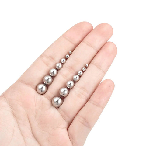 14 Pairs Stainless Steel Ball Stud Earrings Set For Cartilage Tragus Helix Piercing Barbell Style 2 To 8 Millimeter Range Silver And Black Tones For Men And Women Everyday Wear Dope Mix And Match, silver ball studs in hand