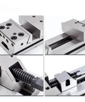 Close-up view of Beefy Combo Jaw Vise For Cnc Milling Machines With Rock Solid Grip And Heavy Duty All Steel Build showing knurled steel jaws.