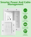 Wall Mounted TV Cord Hider Kit With Dual Outlet In-Wall Cable Management for power and low voltage cables, front view