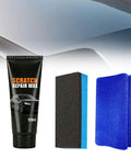 Car Scratch Repair Kit With Deep Scratch Remover Polish Wax And Wipe Sponge For Vehicles, includes wax tube, sponge, blue cloth