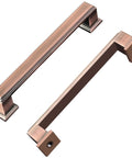 5 Inch Brushed Antique Copper Cabinet Hardware Pulls And Knobs Set For Kitchen And Furniture, Square Solid Zinc Alloy Drawer Handles