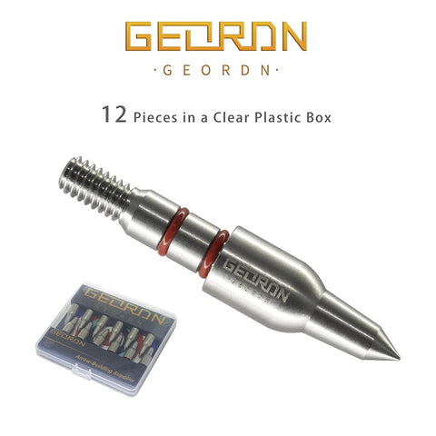 Beefy 100 125 150 175 200 Grain Stainless Steel Field Points Set For Archery 12 Pcs 19/64 Inch OD Fits 0.244 Inch ID Shafts
