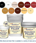 Premium Water Based Wood Filler And Grain Patch Trowel Ready One Gallon Walnut Shade in various sizes and colors displayed.