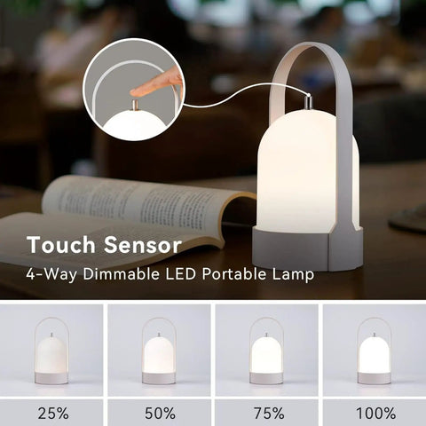 All Day 4000mAh Rechargeable LED Lantern Table Lamp With Cordless Power 4 Level Touch Dimming Handy Outdoor Night Light For Camping And Home Portable Table Lamp