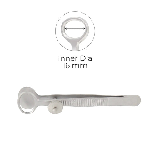 Chalazion Eyelid Clamp For Simulation And Training Stainless Steel Ophthalmic Forceps 9 Cm Length Medium 20Mm Outer Diameter Pro Grade Precision Instrument For Eye Care Students, inner dia 16 mm
