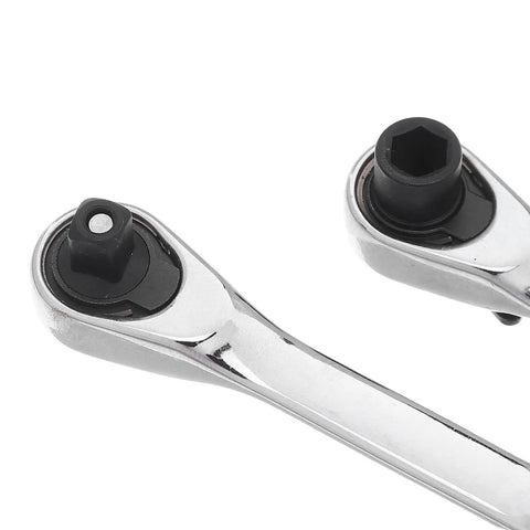 Heavy Duty Mini Ratchet Wrench 2 Pc Double Ended Socket Set Featuring A Smooth 72 Tooth Quick Release Drive close-up of ratchet head