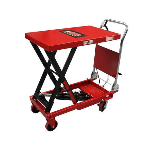 Heavy Duty Hydraulic Lifting Table Delivers Rock Solid 500 Kg Support With Smooth 90 Cm Platform Effortless Height Adjustments Built Like A Tank Red Steel Workshop Staple