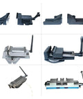 Beefy Heavy Duty Bench Vise For Milling And Grinding On CNC Machines, precision vise with wide jaw opening in various angles
