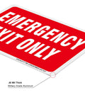 Badass 2 Pack 10X7 Emergency Exit Only Signs Heavy Duty Rust Free Aluminum plaque with bold white letters on red background.