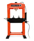 Heavy Duty 75 Ton Hydraulic Shop Press With Air Assist And Dual Pistons for gear pressing and metal bending, front view.