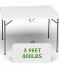 Sturdy 3 Ft Square Folding Card Table With Carry Handle, Portable 34 By 34 Inch Folding Desk, Heavy Duty 400 Lb Capacity