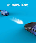 Lock In With This CrazyLight Wireless Gaming Mouse Featherlight 37 Gram Mini Shape with 8k polling capability on blue background.