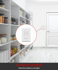 Two Pack Countdown Timer Switch for Lights and Fans Presets 5 10 30 60 Minutes and 2 4 Hours installed in a white pantry
