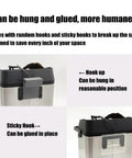 Automatic Electric Portafilter Cleaner And Knock Box For 58mm Espresso Handles Knocks Out Spent Coffee Grounds Straight Up, showing hooks for hanging and gluing.