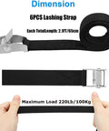 Six Pack 2.1Ft Lashing Straps With Buckle Beefy Heavy Duty Adjustable Tie Down Straps 65x2.5cm 100kg Capacity