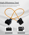 Velidy 2-pack automotive fiber-optic loop bypass adapters; orange jumper wires connect black male and female connectors (front view).