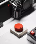 Desktop USB Volume Knob Switcher With Aluminum Body, Quiet Rotation For Undisturbed Use, Plug And Play PC Accessory For Gaming, Streaming, And Office, Precise Sound Control, Dope Gift For Keyboard And Audio Enthusiasts red aluminum knob on desk