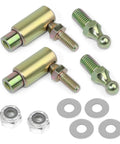 Throttle Disconnect Quick Release Ball Joint Set Two Pack Built For Easy Engine Bay Servicing, Hardcore Steel With Cadmium Plating, Corrosion Resistant, High Temp Durable Auto Part For Fast Maintenance. Two-pack ball joints with washers and lock nuts