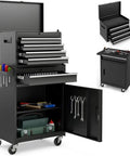 Heavy Duty Rolling Tool Chest With Five Drawers And Lockable Cabinet Boss Level Tool Organizer for garages and workshops.