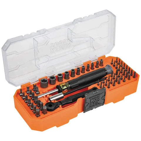 64 Piece Micro Ratchet Bit Set With Low Profile Magnetic Driver And Modular Case includes precision bits, nut drivers, and holder
